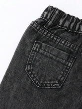 Young Girl' Vintage Street Fashion Distressed Multi-Pocket Washed Light Blue Straight Leg Denim Cargo Pants
